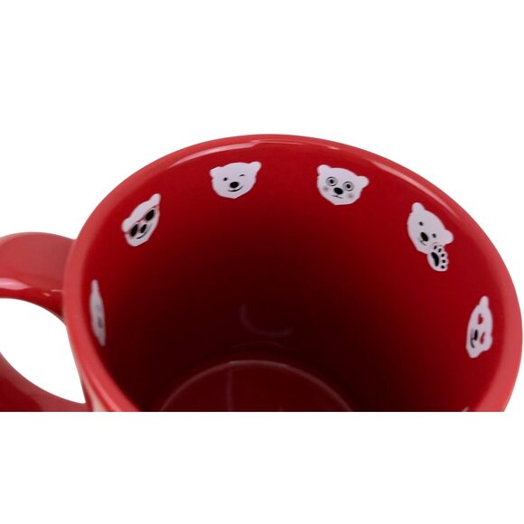 Coca Cola Polar Bear Red White Coffee Mug Cup with Emojis on inside rim 14 oz - Picture 11 of 13